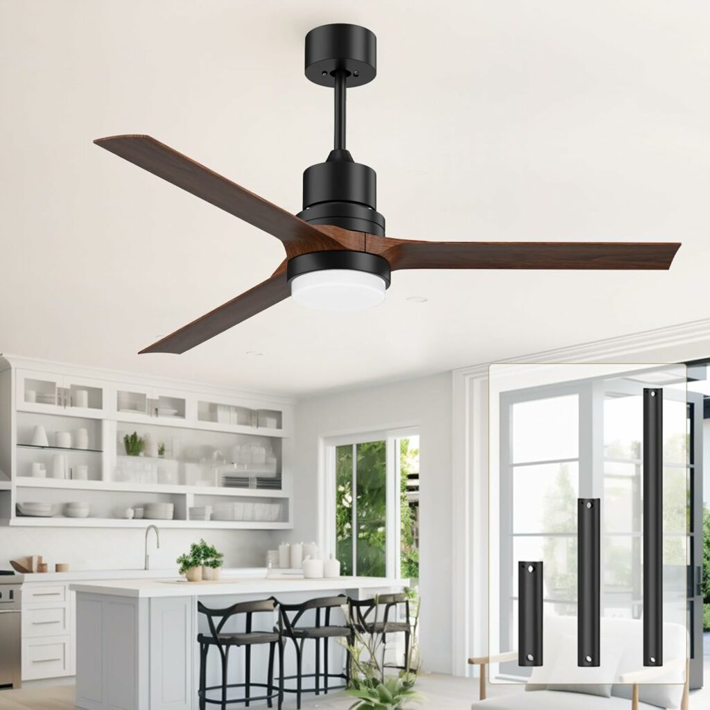 Ceiling Fans with Lights and Remote, 60-inch Modern Fan with 6 Speed Reversible DC Motor Indoor and Outdoor Fan with tri-Color Temperatures for Patio Bedroom Living Room