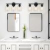 Unicozin Modern Bathroom Light Fixtures, 3 Light Vanity Lights, Black Wall Lamp with Clear Glass for Bathroom, Mirror, Living Room, Bedroom, Hallway, E26 Base