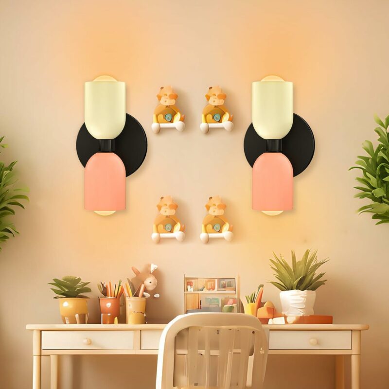 Wall Sconces Sets of 2, Modern Cream Wall Lamps, Farmhouse Vanity Sconces Wall Lighting with E26 Bulb, Suitable for Kids Bedroom Living Room Corridor