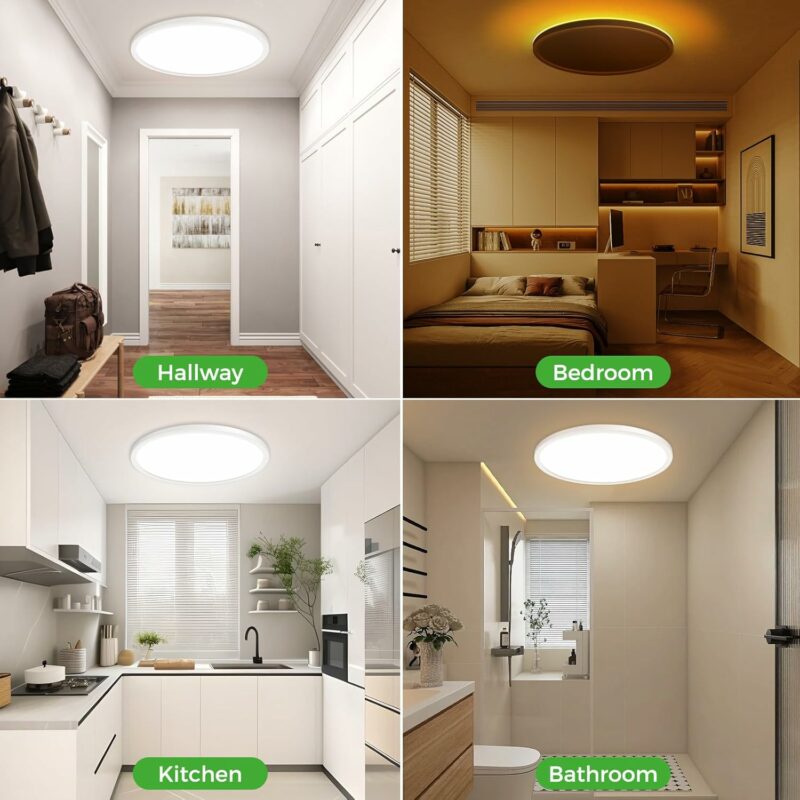 zemty 12 Inch LED Ceiling Light with Night Light 1800K, 3000K/4000K/6500K Dimmable Light Fixtures with Remote Control,24W 2400lm Low Profile Ceiling Lamp for Bedroom LivingRoom Bathroom Kitchen-White