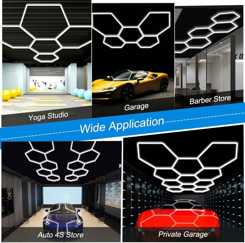 Hexagon LED Garage Light: 25 Pack Updated Bigger Size, 26400LM Super Bright Car Detailing Ceiling LED Shop Light for Warehouse Workshop Gym Basement Car Care Wash Room