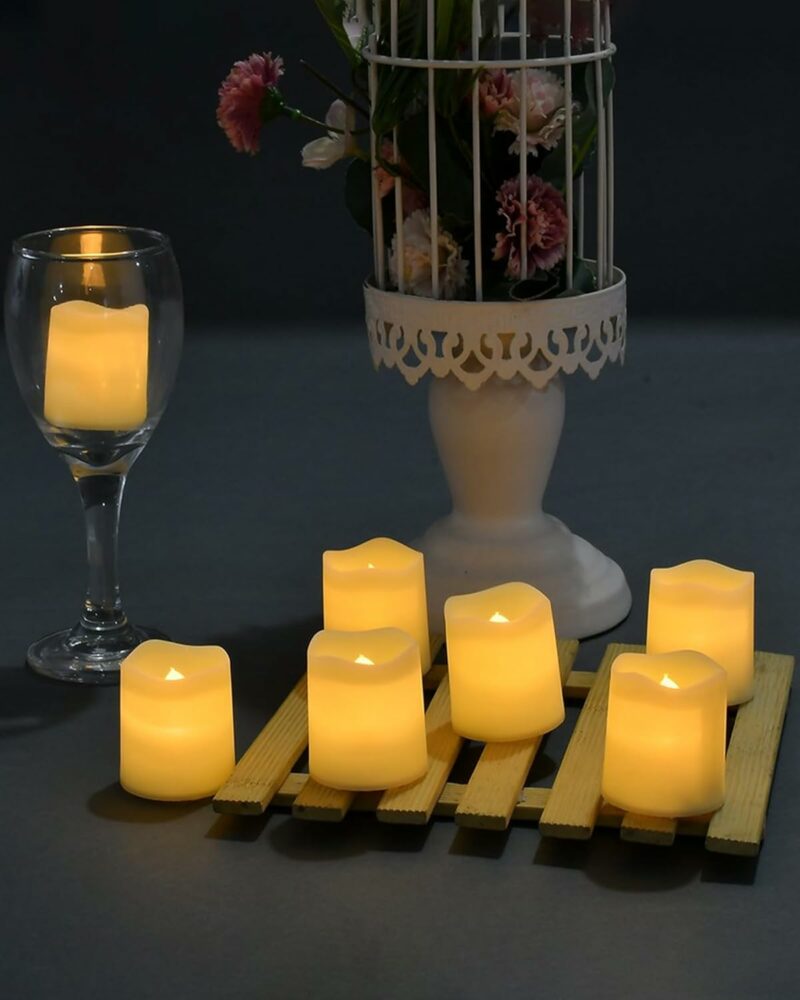 SHYMERY Flameless Votive Candles,Flameless Flickering Electric Fake Candle,24 Pack 200+Hour Battery Operated LED Tea Lights in Warm White for Wedding, Table, Halloween,Christmas Decorations 1.5"X1.7"