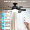 Ceiling Fans with Lights,18" Low Profile Ceiling Fan with Lights Remote Control & APP, Socket Fan Lighting & Ceiling Fans, Indoor/Outdoor Ceiling Fan with Lights Flush Mount, (Black)