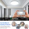 SunRider LED Flush Mount Ceiling Light Fixture, 5000K Daylight White, 2400LM, 12 Inch 24W White Round Flat Ceiling Lights, 240W Equiv. Non-Dimmable