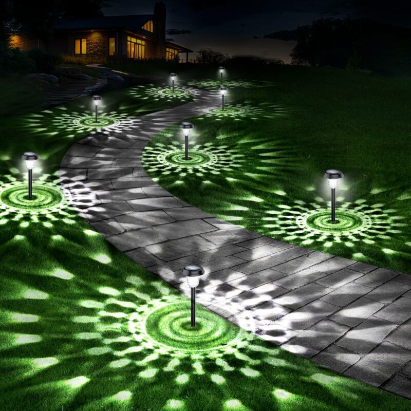 10 Pack Ultra Bright Solar Lights Outdoor Waterproof, from Dusk to Dawn Up to 12H Solar Lights for Outside, Auto On/Off Solar Powered Garden Pathway Lights, Landscape Lighting (Cold White, 10Pack)