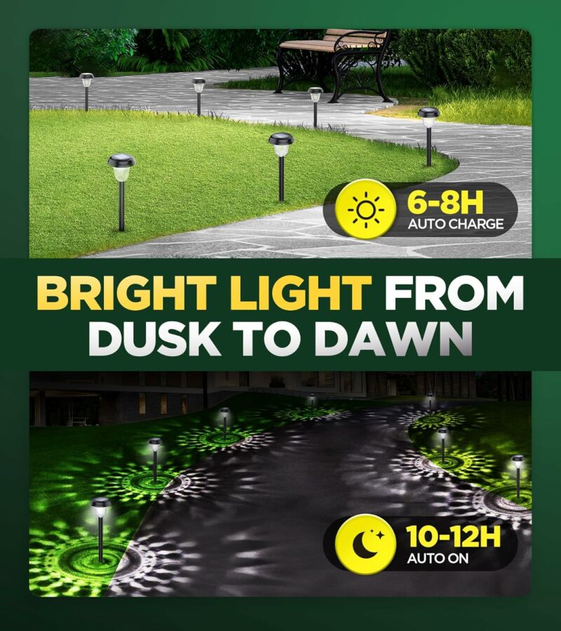 10 Pack Ultra Bright Solar Lights Outdoor Waterproof, from Dusk to Dawn Up to 12H Solar Lights for Outside, Auto On/Off Solar Powered Garden Pathway Lights, Landscape Lighting (Cold White, 10Pack)