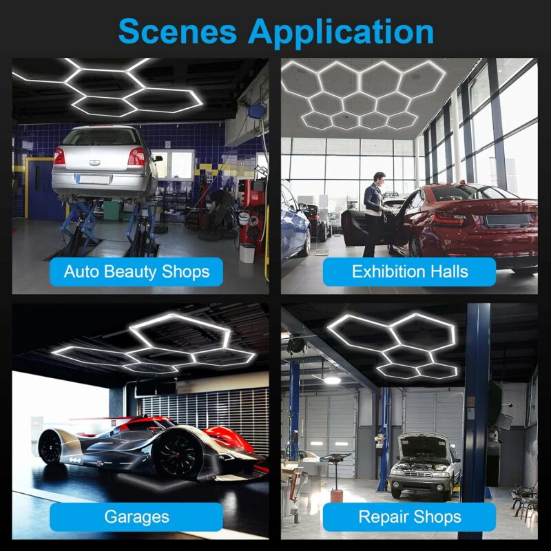 Hexagon LED Garage Light: 25 Pack Updated Bigger Size, 26400LM Super Bright Car Detailing Ceiling LED Shop Light for Warehouse Workshop Gym Basement Car Care Wash Room