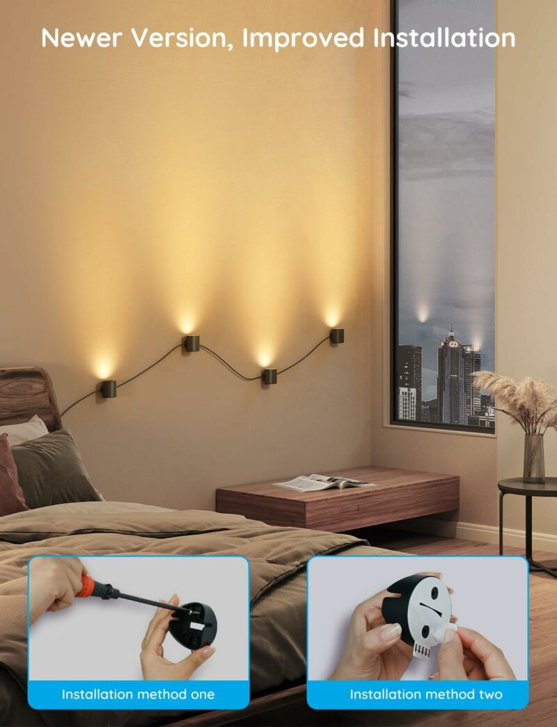 Govee RGBICWW Smart Wall Sconces, Music Sync Home Decor WiFi Wall Lights Work with Alexa, Multicolor Wall Led Light for Party and Decor, 30+ Dynamic Scene Indoor Light Fixture for Living Room, Bedroom