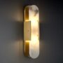 Brass Alabaster Wall Sconces, Natural Marble Wall Sconces Indoor Alabaster Sconces for Living Room Modern Alabaster Sconces Wall Lighting for Dining Room Stairs Bedroom