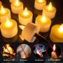 HL Rechargeable Battery Candles with Remote Timer, 6pcs 50+Hours Rechargeable Tea Lights Candle, LED Votive Tea Lights Candles Yellow Flickering Light for Halloween Christmas Table Centerpiece