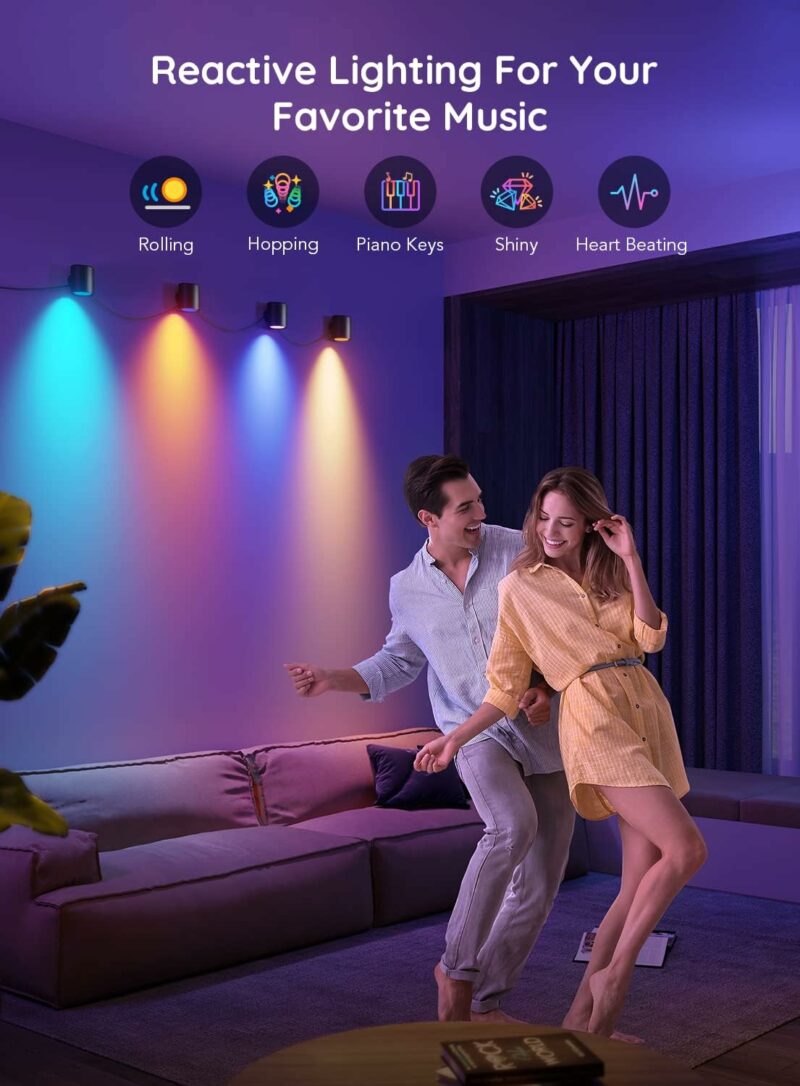 Govee RGBICWW Smart Wall Sconces, Music Sync Home Decor WiFi Wall Lights Work with Alexa, Multicolor Wall Led Light for Party and Decor, 30+ Dynamic Scene Indoor Light Fixture for Living Room, Bedroom